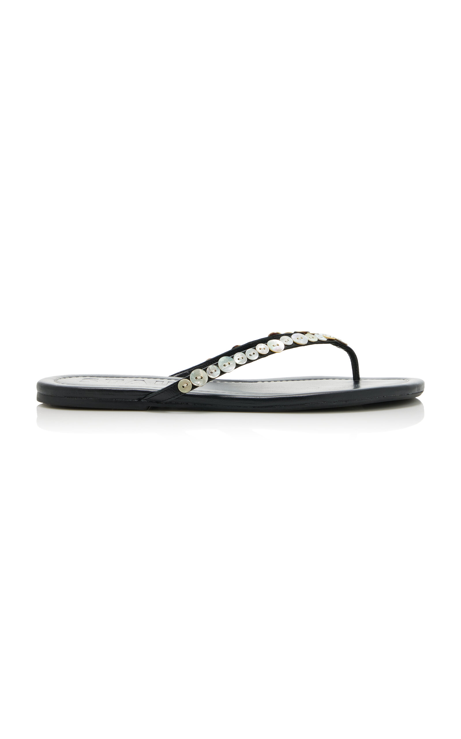STAUD STAUD Freja Embellished Leather Thong Sandals Black IT 38