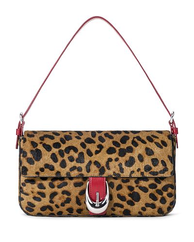 Staud Staud Harlow Cheetah Print Calf Hair Shoulder Bag