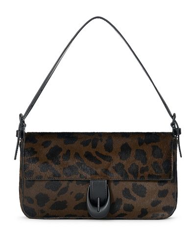 Staud Staud Harlow Leopard Print Calf Hair Shoulder Bag