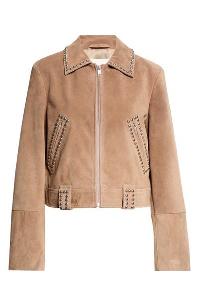 STAUD STAUD Hugo Stud Detail Faux Suede Jacket
