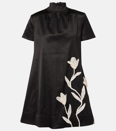 Staud Staud Ilana floral-appliquÃ© satin minidress