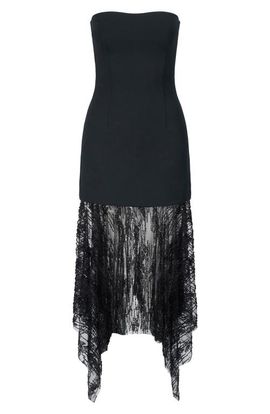 STAUD STAUD Jolie Strapless Sequin Mesh Hem Midi Dress