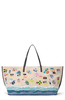 STAUD STAUD Large Christos Beaded & Embroidered Jute Tote