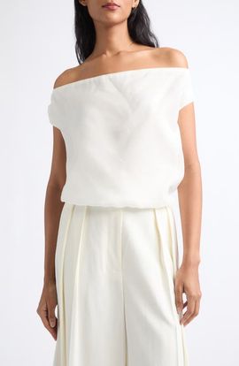 STAUD STAUD Larissa Off the Shoulder Silk Top