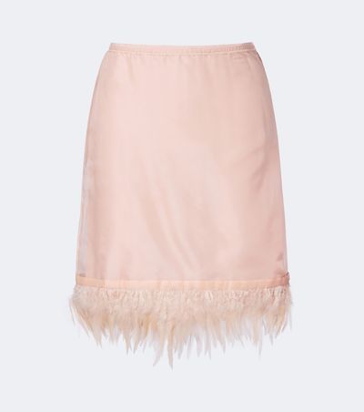 Staud Staud Lark feather-trimmed silk miniskirt