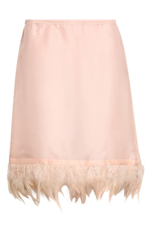 STAUD STAUD Lark Feather Trim Silk Skirt
