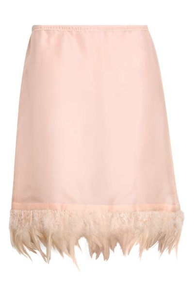 STAUD STAUD Lark Feather Trim Silk Skirt