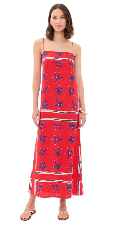 STAUD STAUD Laura Linen Dress Painted Foulard