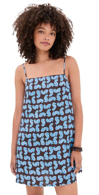 STAUD STAUD Laura Linen Mini Dress Seahorse