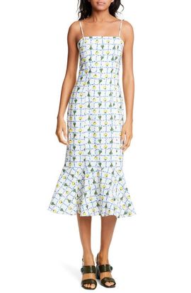 STAUD STAUD Lychee Print Linen Midi Sundress