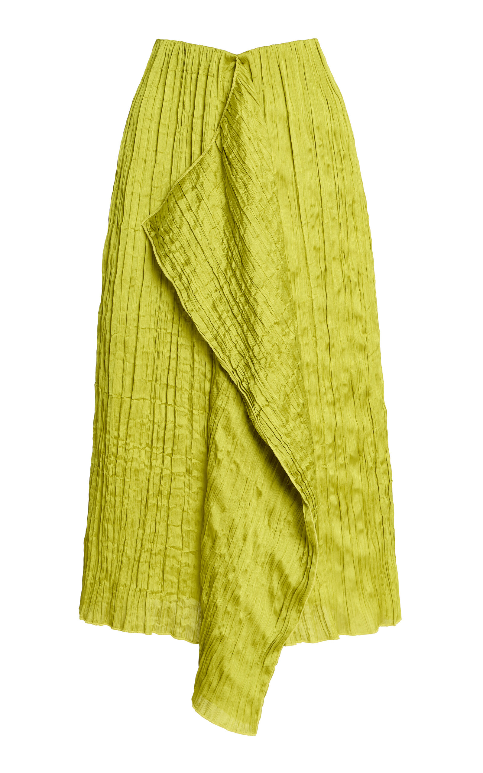STAUD STAUD Mai CrinkledSatin Midi Skirt Green XS