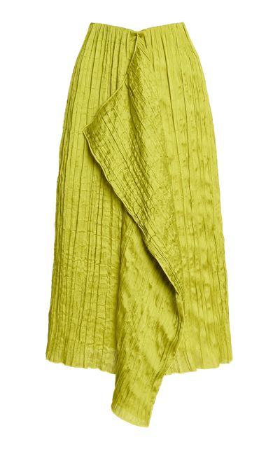 STAUD STAUD Mai CrinkledSatin Midi Skirt Green XS