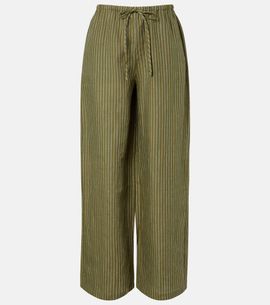 Staud Staud Mateo pinstripe linen wide-leg pants