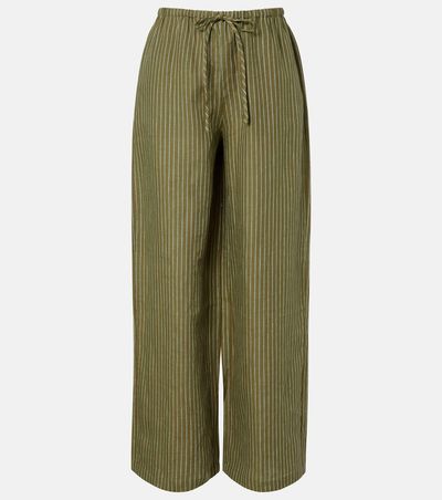 Staud Staud Mateo pinstripe linen wide-leg pants