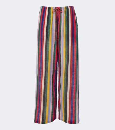 Staud Staud Mateo striped cotton wide-leg pants