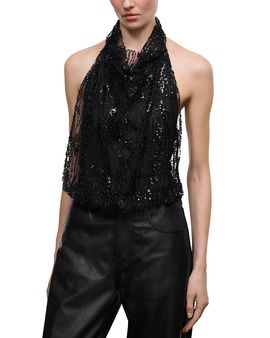 Staud Staud Monay Embellished Halter Bodysuit