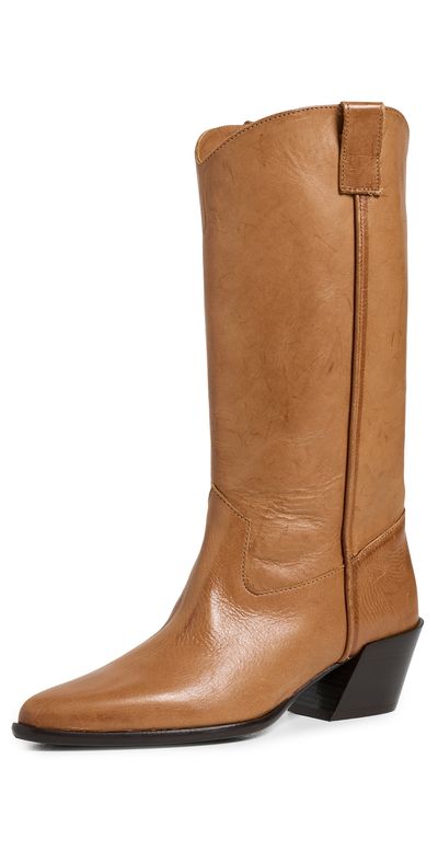 STAUD STAUD Monty Leather Boots Cashew Distressed