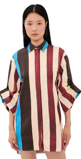 STAUD STAUD Nico Mini Dress Caffe Stripe