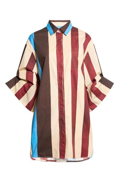 STAUD STAUD Nico Stripe Stretch Cotton Shirtdress