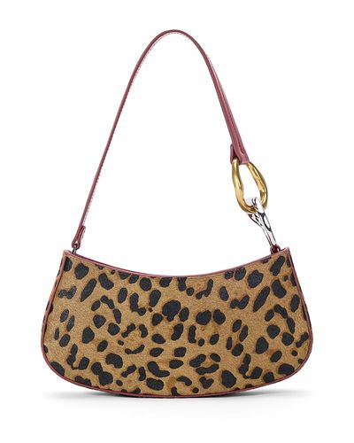 Staud Staud Ollie Cheetah Print Calf Hair Shoulder Bag