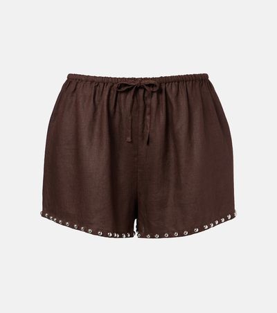 Staud Staud Paddle embellished linen shorts