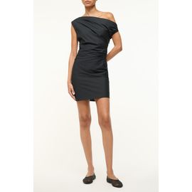 STAUD STAUD Phare One-Shoulder Woven Stretch Cotton Minidress