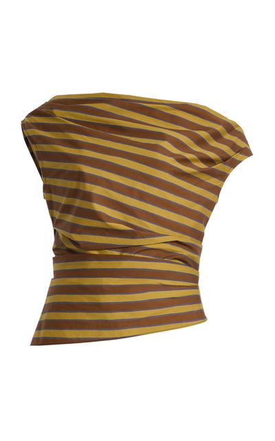 STAUD STAUD Phare Striped CottonBlend Top