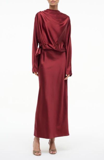 staud dress long sleeve STAUD Raven long-sleeve Print Midi Dress | Blue