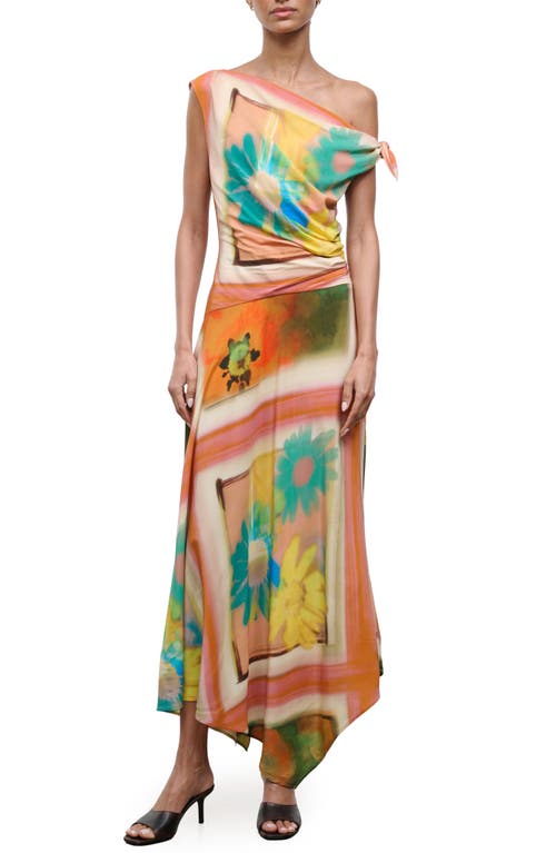 STAUD STAUD Portia Floral Print One-Shoulder Maxi Dress