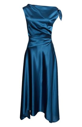 STAUD STAUD Portia One-Shoulder Stretch Silk Dress