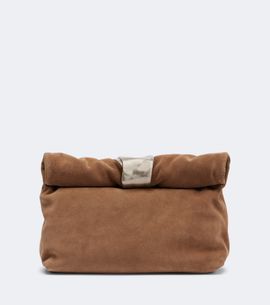 Staud Staud Puff Small suede clutch