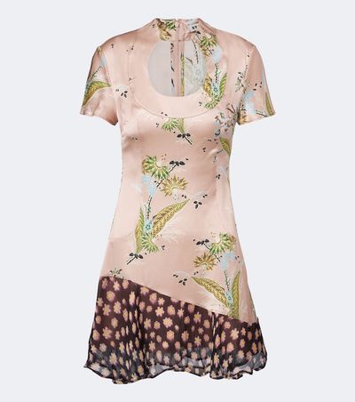 Staud Rae Floral Silk-Blend Satin Minidress