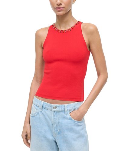 Staud Staud Reina Beaded Trim Top