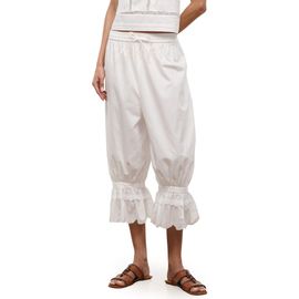 STAUD STAUD Renzo Embroidered Lace Detail Crop Cotton Pants