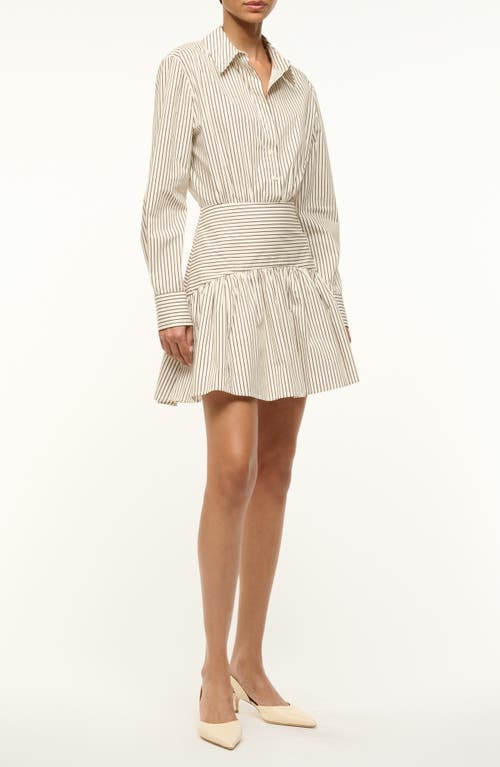 STAUD STAUD Rocco Stripe Long Sleeve Stretch Cotton Mini Shirtdress