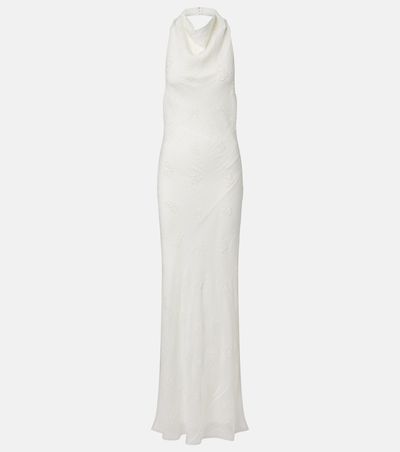 Staud Staud Roselle beaded halterneck organza maxi dress