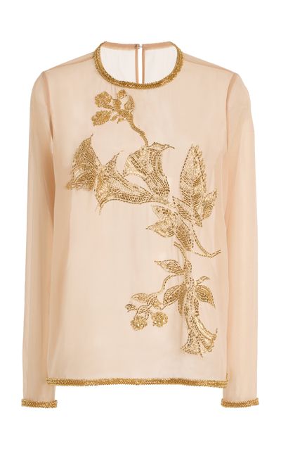 STAUD STAUD Rune Embroidered Chiffon Top
