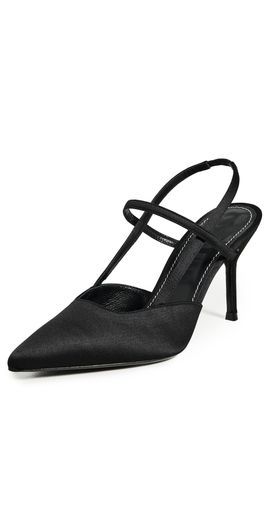 STAUD STAUD Sebastian High Heel Slingbacks Black Satin