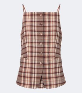 Staud Staud Una plaid linen-blend top