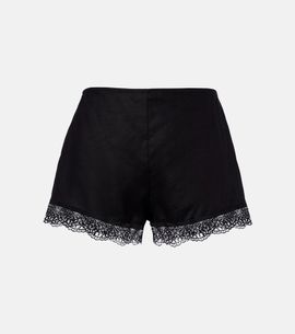 Staud Staud Von lace-trimmed linen shorts