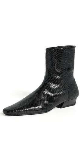 STAUD STAUD Wally Flat Ankle Boots Black Snake