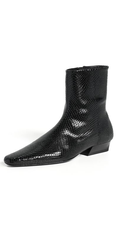 STAUD STAUD Wally Flat Ankle Boots Black Snake