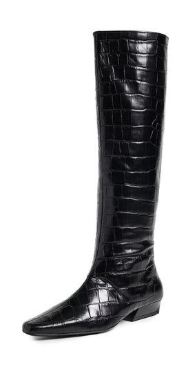 STAUD STAUD Wally Flat Boots Black Croco