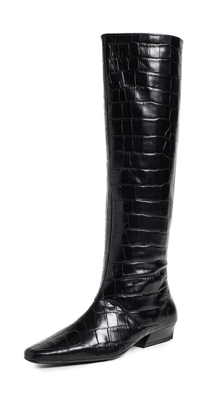 STAUD STAUD Wally Flat Boots Black Croco