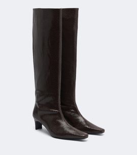 Staud Staud Wally snake-print leather knee-high boots
