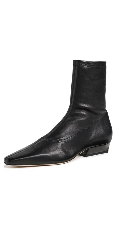 STAUD STAUD Wally Sock Flat Leather Ankle Boots Black