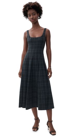 STAUD STAUD Wells Dress Ink Blue Plaid