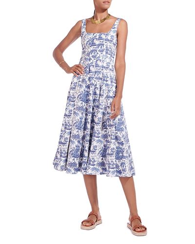 Staud Staud Wells Fit-and-Flare Midi Dress