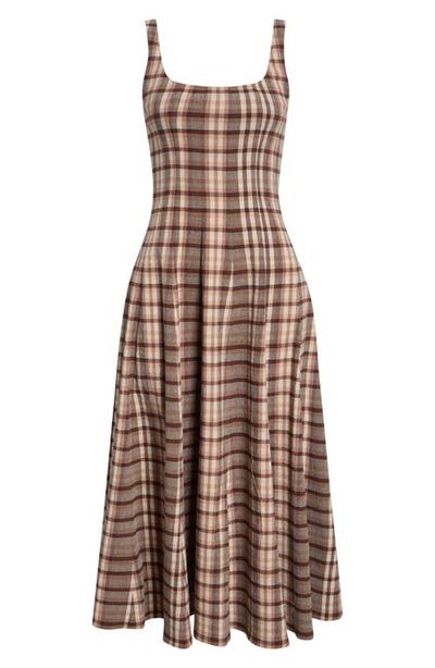 STAUD STAUD Wells Floral Stitch A-Line Midi Sundress