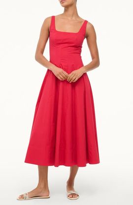 STAUD STAUD Wells Sleeveless Stretch Silk Midi Dress